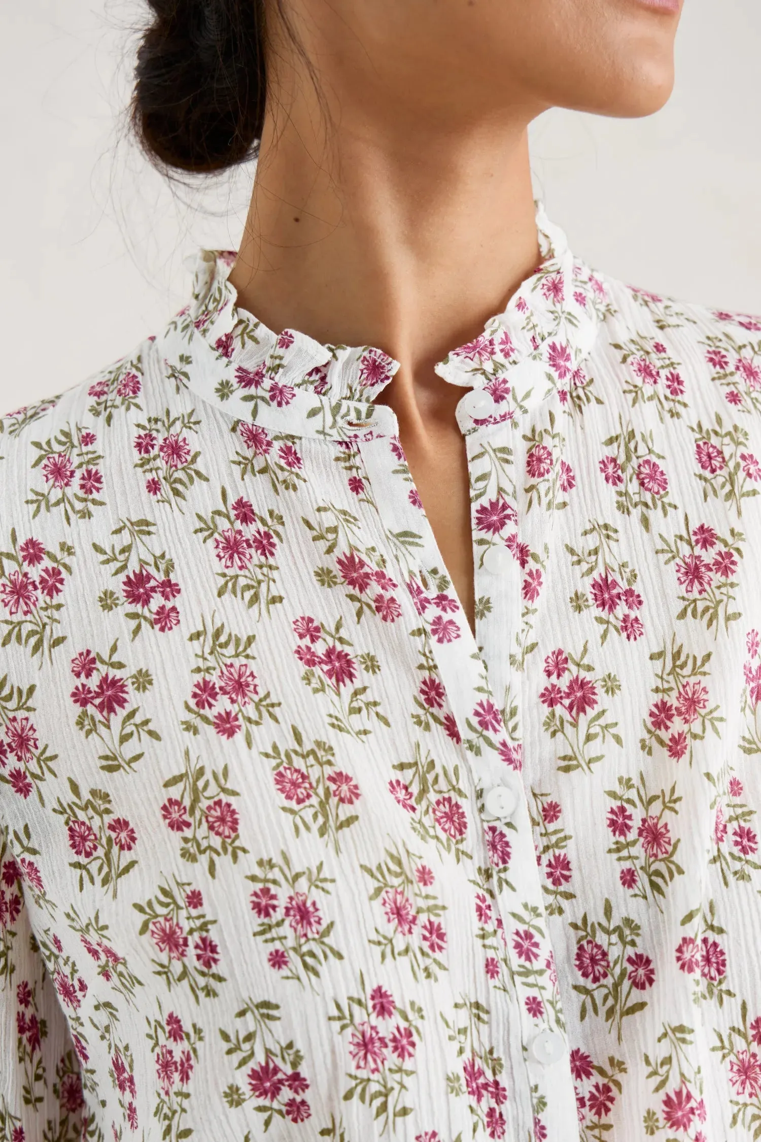 Seasalt Garden Plot Shirt - Ink Stamp Floral Chalk