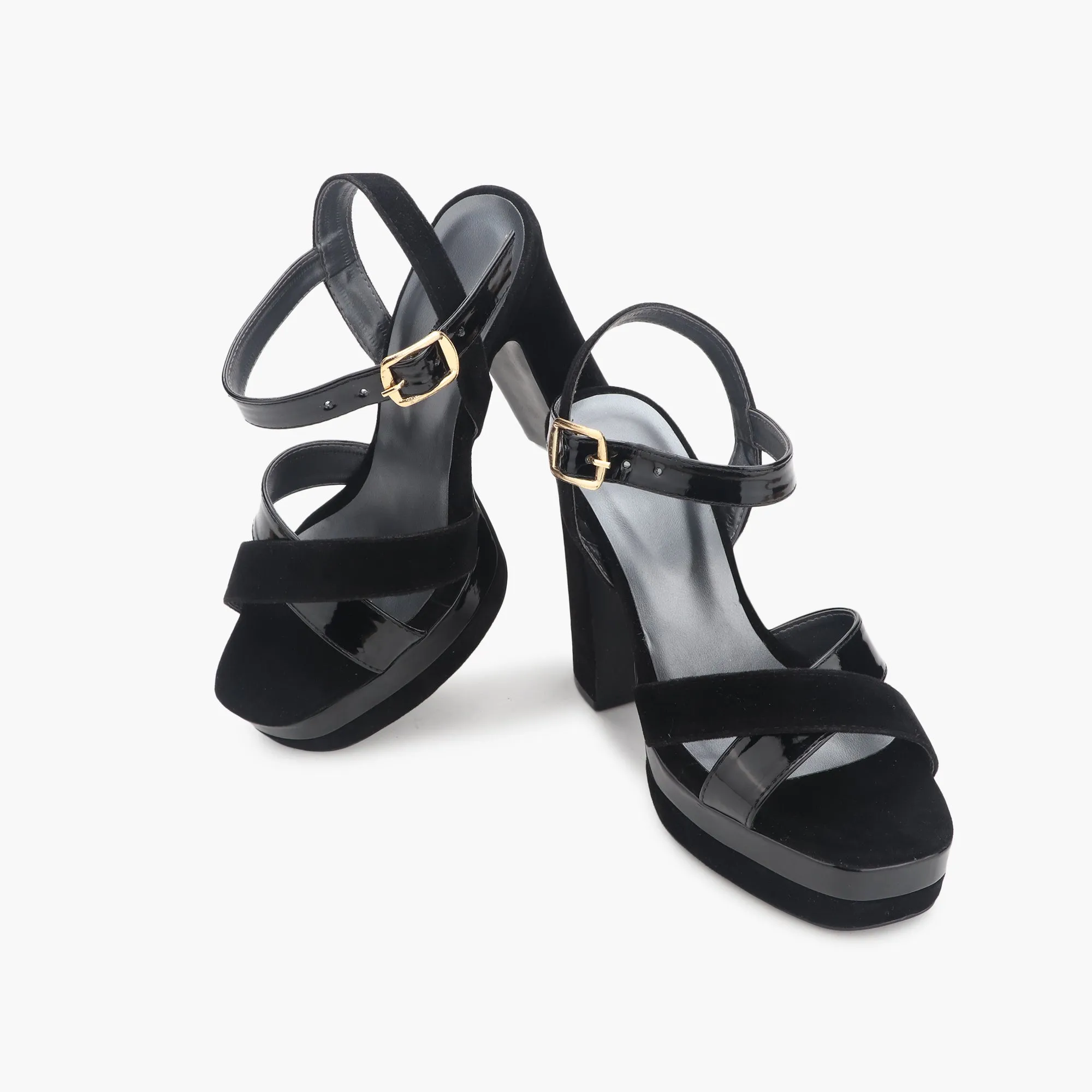 Snake Print Platform Ankle Sandals