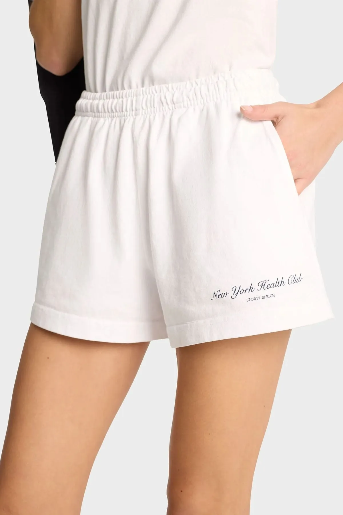 Sporty & Rich NY Health Club Disco Shorts - White/ Navy