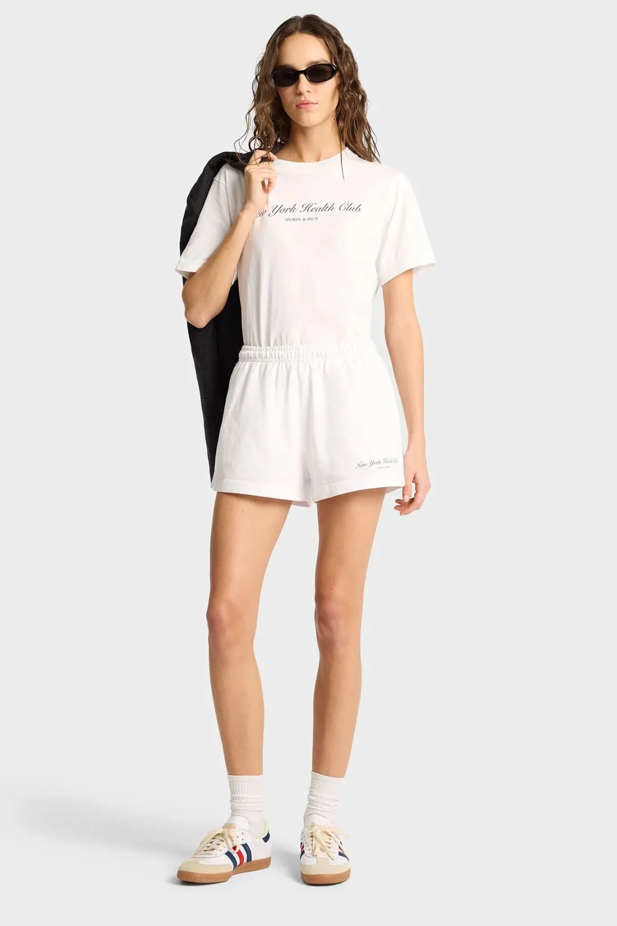 Sporty & Rich NY Health Club Disco Shorts - White/ Navy