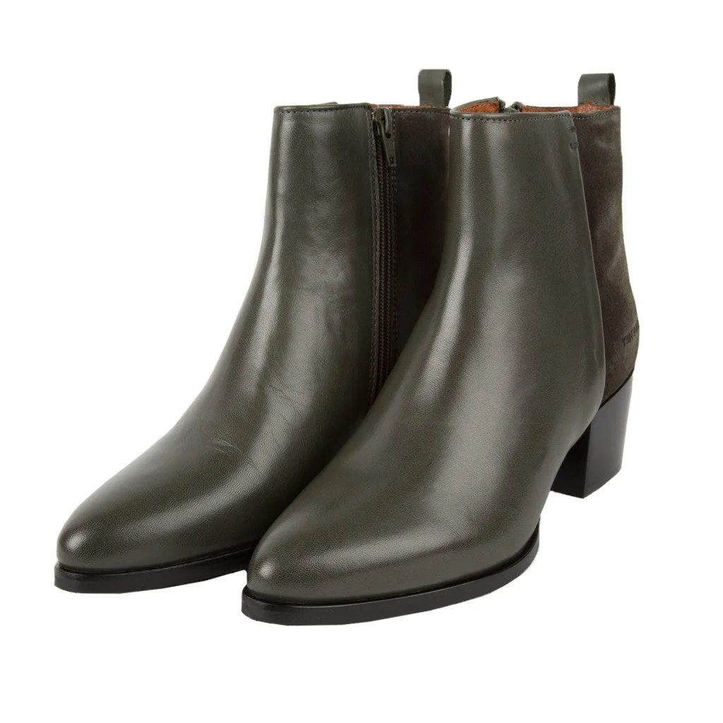 Ten Points Jolie Ankle Boot in Green Leather