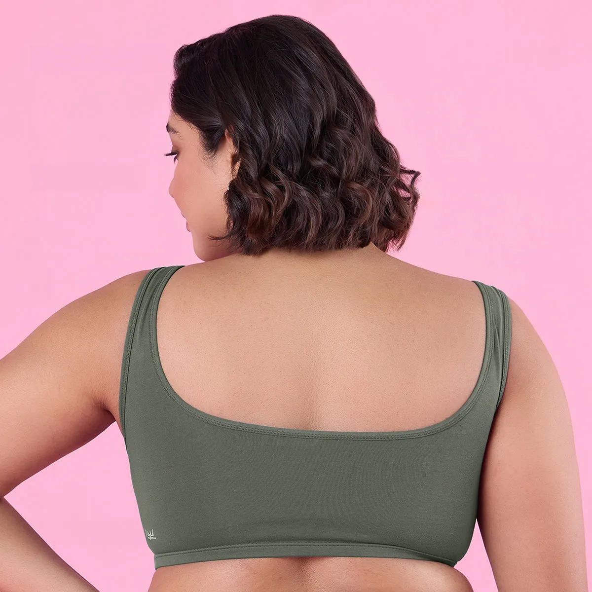 Trendy Square Neckline Slip on Bra with full coverage-NYB158-Olive