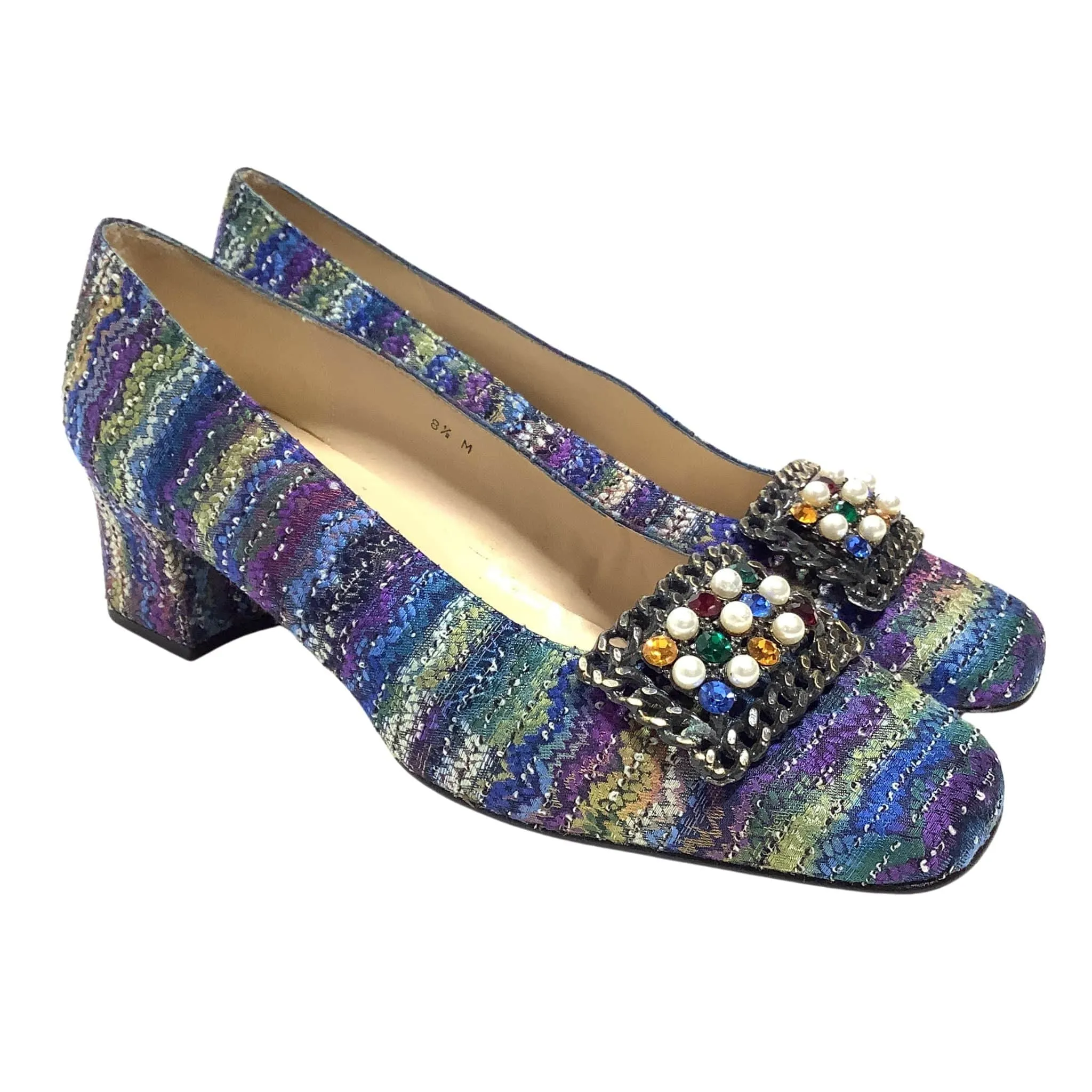 Tweed Square Toe Heels