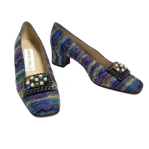 Tweed Square Toe Heels
