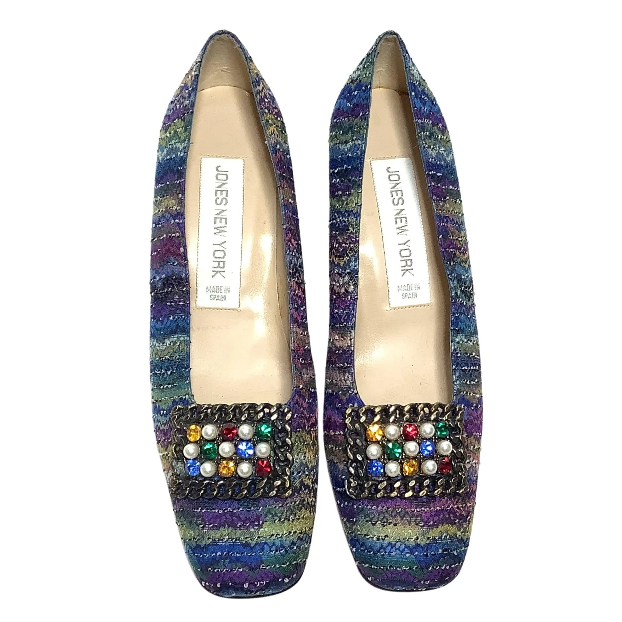 Tweed Square Toe Heels