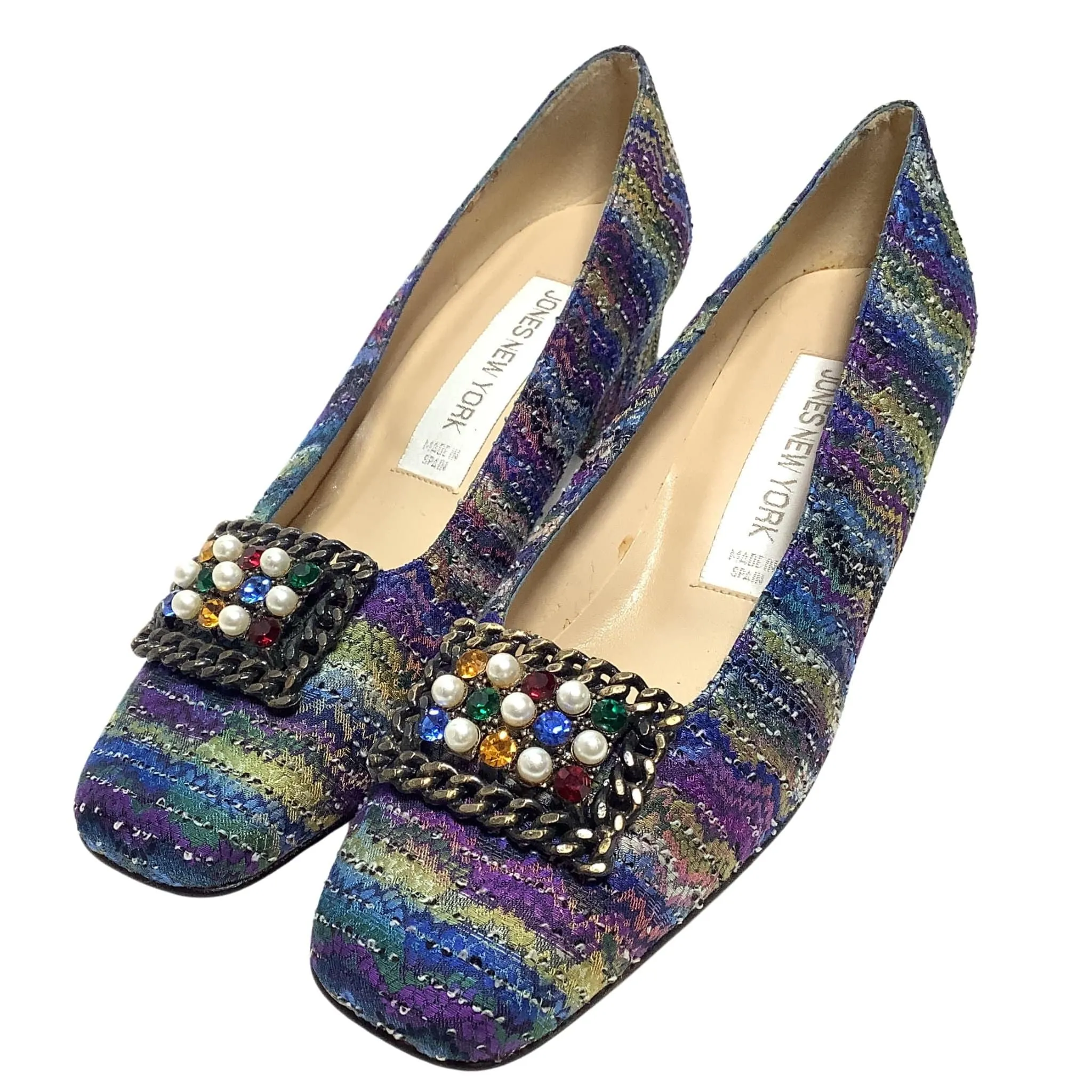 Tweed Square Toe Heels