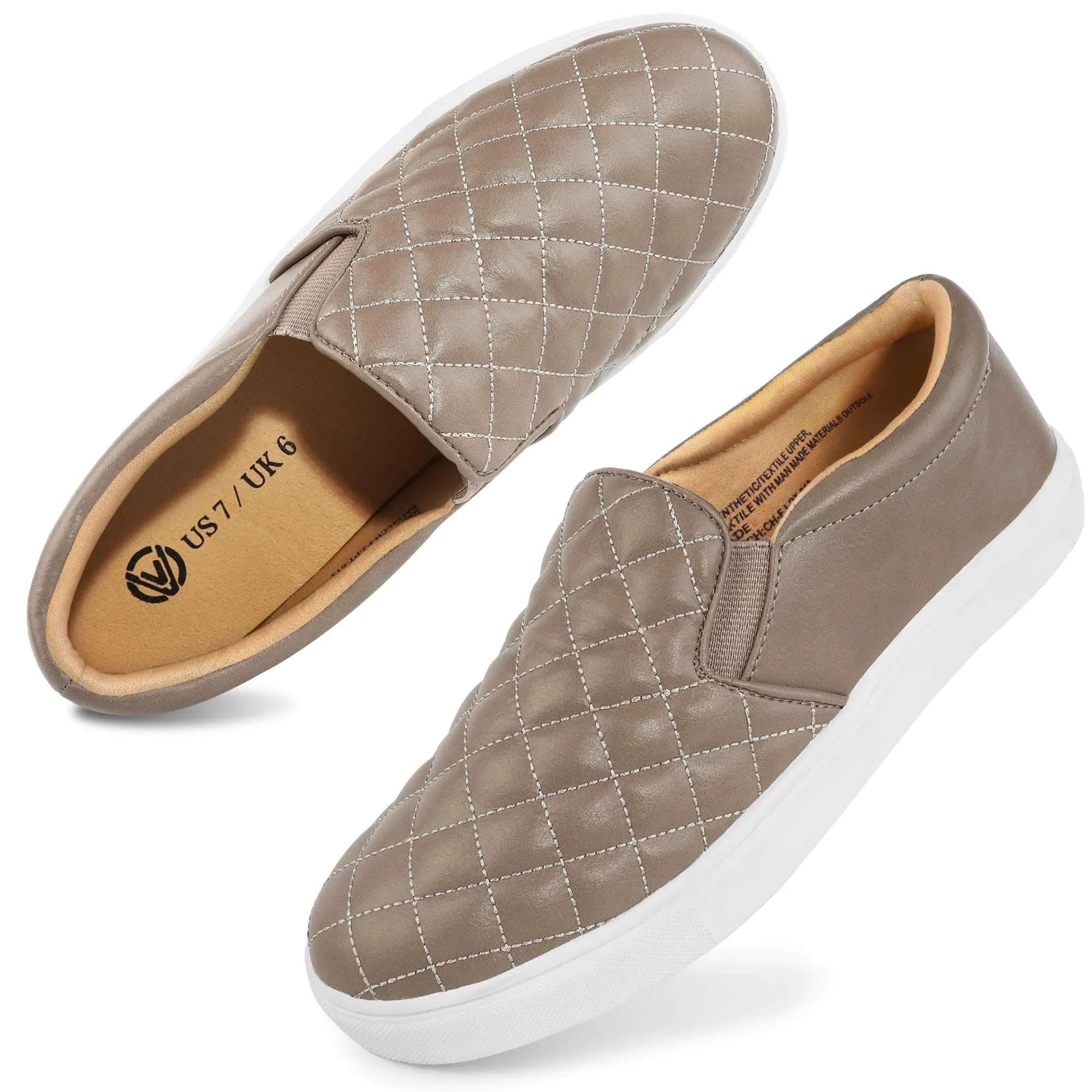 Womens Slip On Shoes PU Leather Black White Brwon Casual Walking Shoes Low Top Sneakers for Women Black