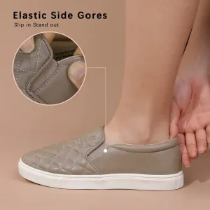 Womens Slip On Shoes PU Leather Black White Brwon Casual Walking Shoes Low Top Sneakers for Women Black